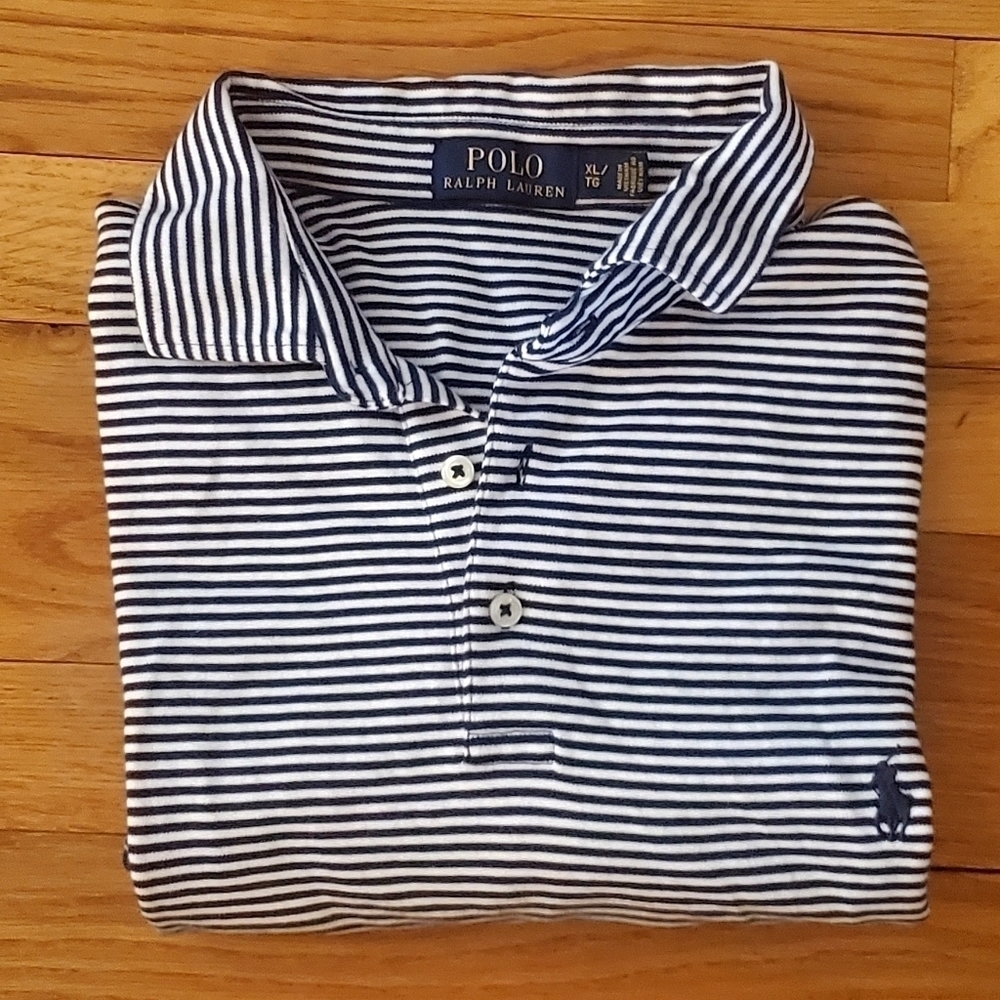 Polo Ralph Lauren Striped Polo Shirt Navy White XL Classic Preppy Logo